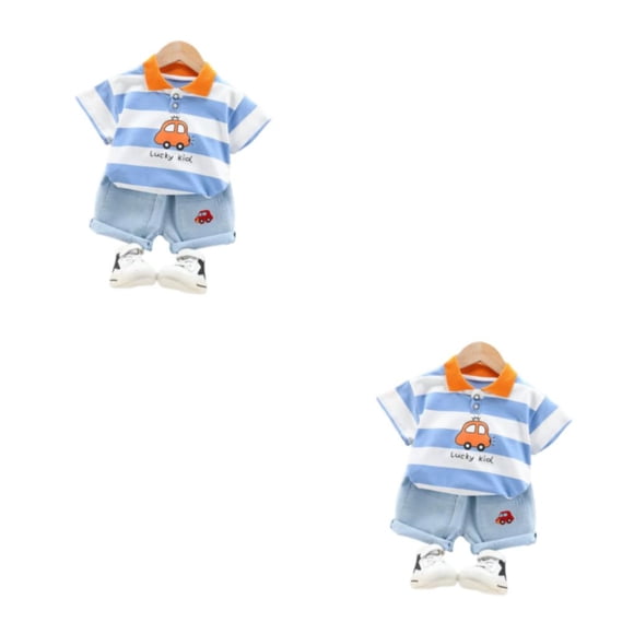 Minnieouse Adorable estilo informal para niños, camisa con cuello vuelto, conjunto de pantalón, camisetas de viaje para niños y niñas, Kit de Blanco 110cm 2Conjunto