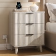 thumbnail image 4 of Aufeile Nightstand Set of 2 for Bedroom, Modern Fluted Nightstands with Charging Station, 3 Drawer Wood Bedside Table & End Tables for Bedroom, Living Room, White Oak, 4 of 7