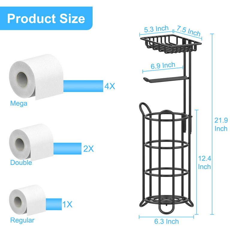 Folding Toilet Paper Holder Stand, Freestanding Toilet Roll Holder,  Stainless Steel Paper Storage Holds 5 Paper Rolls, Modern Rust Proof  Pedestal