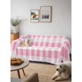 thumbnail image 6 of Pink Checkered Sofa Covers for 2-3 Cushion Couch L-Shaped Sectional, Pink White Buffalo Plaid Washable Sofa Covers Slipcover for Living Room Furniture, Couch Cover Blanket 71"x134", 6 of 9