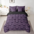 thumbnail image 2 of Feelyou Purple Damask Flower Twin Bedding Sets 7pcs, Boho Gothic Moth Comforter Set, 2 of 8