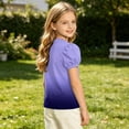 thumbnail image 7 of Kukoosong Girls' Gradient Color T-Shirts with Puff Sleeves, Casual Short Sleeve Crewneck Graphic Tees, Summer Outfit Fashion Top for Kids, 7 of 7