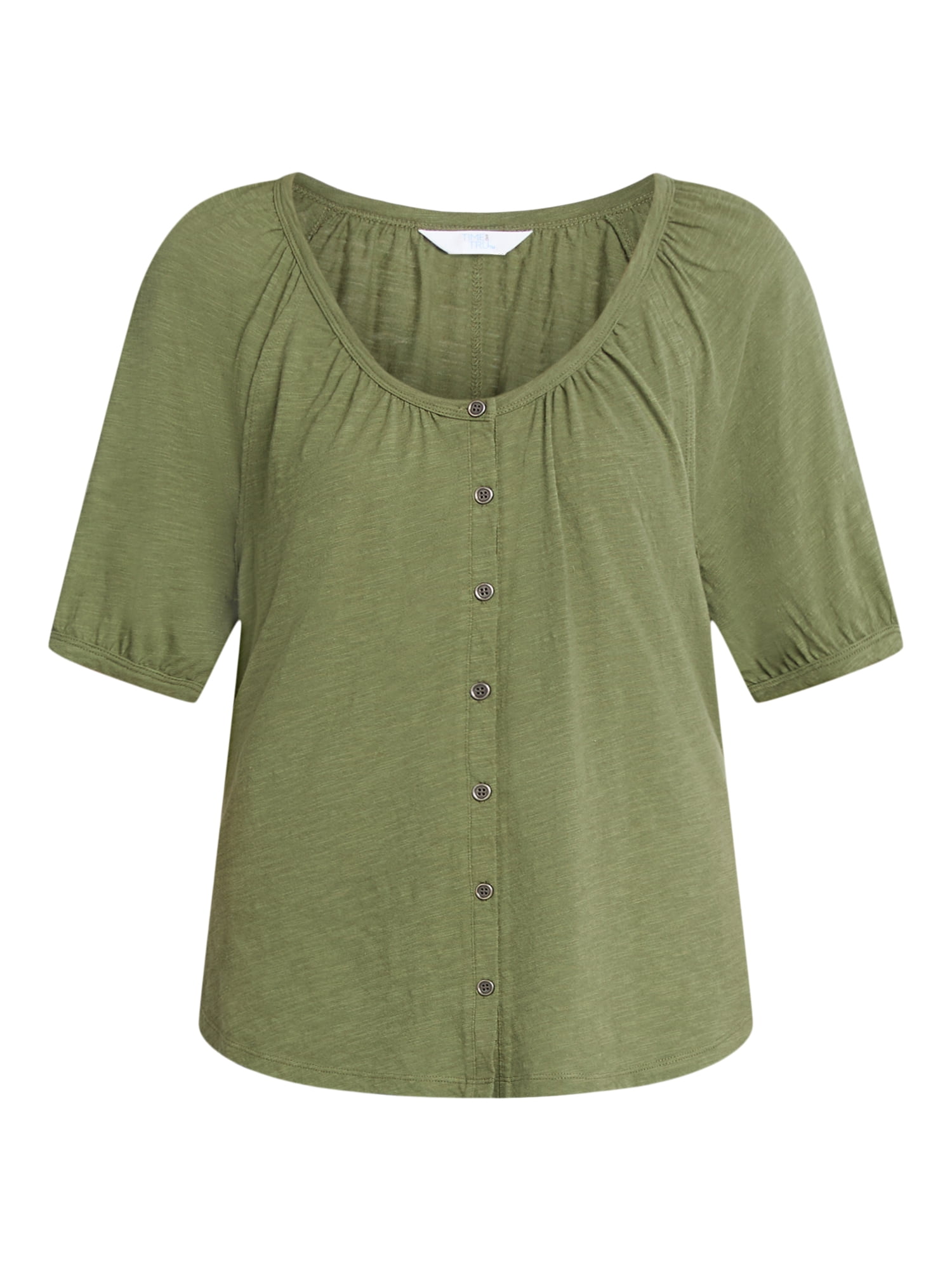 Time and Tru Women's Cotton Peasant Top, Sizes XS-XXXL