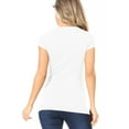 thumbnail image 4 of Moa Collection Women Casual Solid V-Neck Short Sleeve Basic T-Shirt Top, 4 of 4