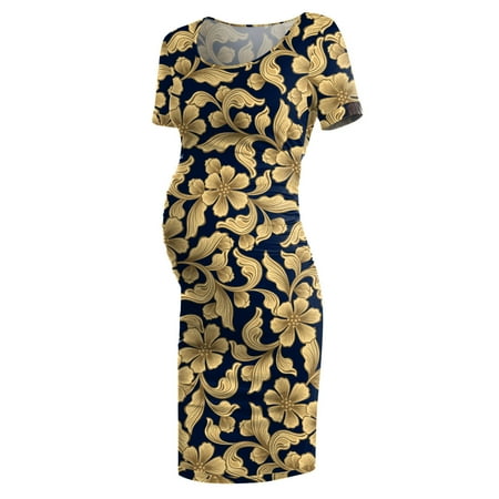 

Rovga Women Mom Pregnancy Maternity Summer Floral Fashion Dresses Clothes Festival Family Clothing