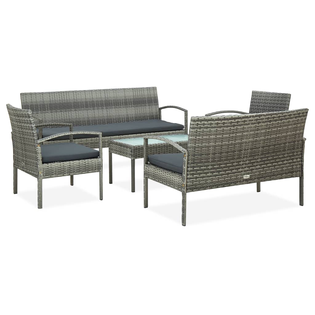 vidaXL Patio Furniture Set 5 Piece Outdoor Sofa with Coffee Table Poly Rattan - image 3 of 3