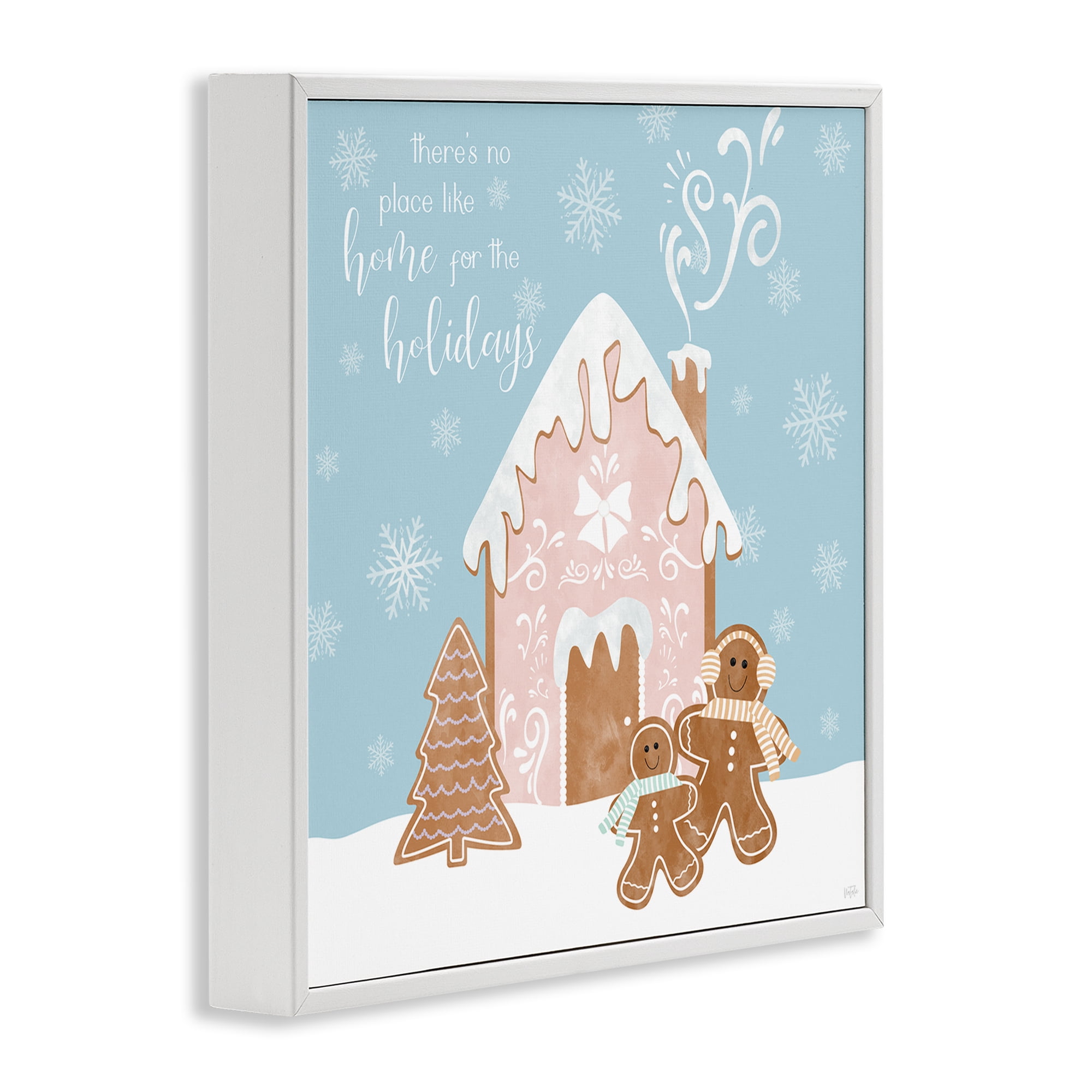 Stupell Industries Holiday Gingerbread Family Holiday Painting White Framed Art Prints Wall Art, 17 x 17