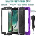 thumbnail image 4 of Case for iPad 6th / 5th Gen (2018 2017) / iPad Air 2 / iPad Pro 9.7 inch with Screen Protector, 360 Degree Rotating Kickstand Hand Strap Shockproof Cover with Shoulder Strap, Purple, 4 of 7