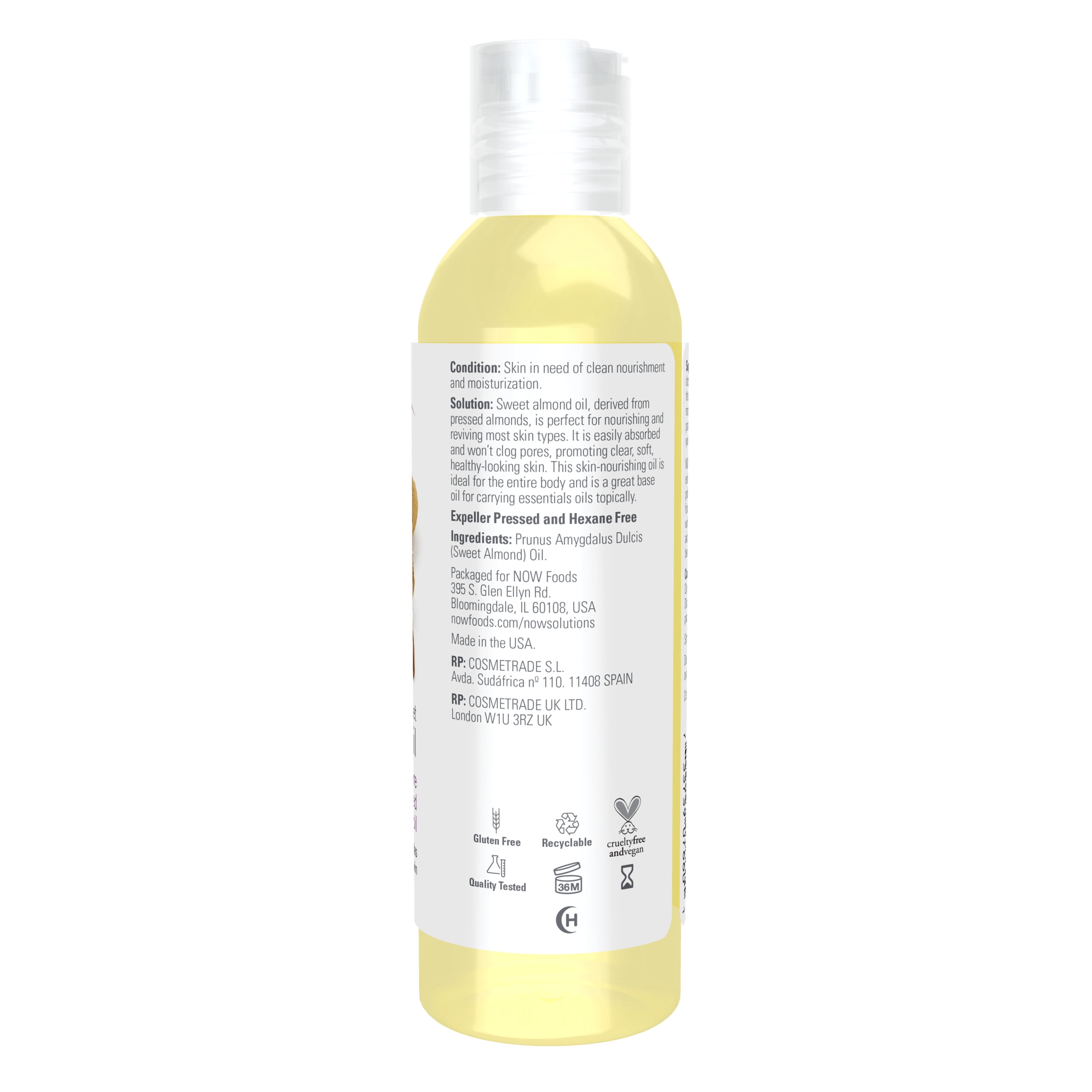 完璧わいふによる Sweet Pure 100% Solutions, NOW Almond 4-Ounce Oil, ブースター・導入液