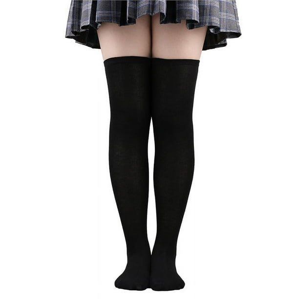 Zhuge 1 par de calcetines por encima de la rodilla, calcetines hasta la rodilla, medias altas hasta el muslo, calcetines hasta la rodilla para mujer, para cosplay de niña,negro