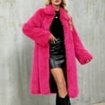 thumbnail image 2 of Stichou Womens Winter Faux Fur Long Coat Oversize Fuzzy Long Outerwear Fashion Luxury Warm Jacket Overcoat Hot Pink XL, 2 of 6