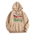 thumbnail image 1 of WEAIXIMIUNG Chandails en Molleton Surdimensionnés pour Femmes Grande Taille Sweat à Capuche Décontracté Col Rond Poche Imprimé Verre de Noël, 1 of 3