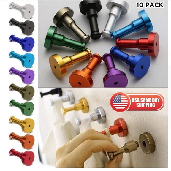 10x Single Hook Hat Coat Clothes Door Bathroom Wall Hook Hanger Space Aluminum