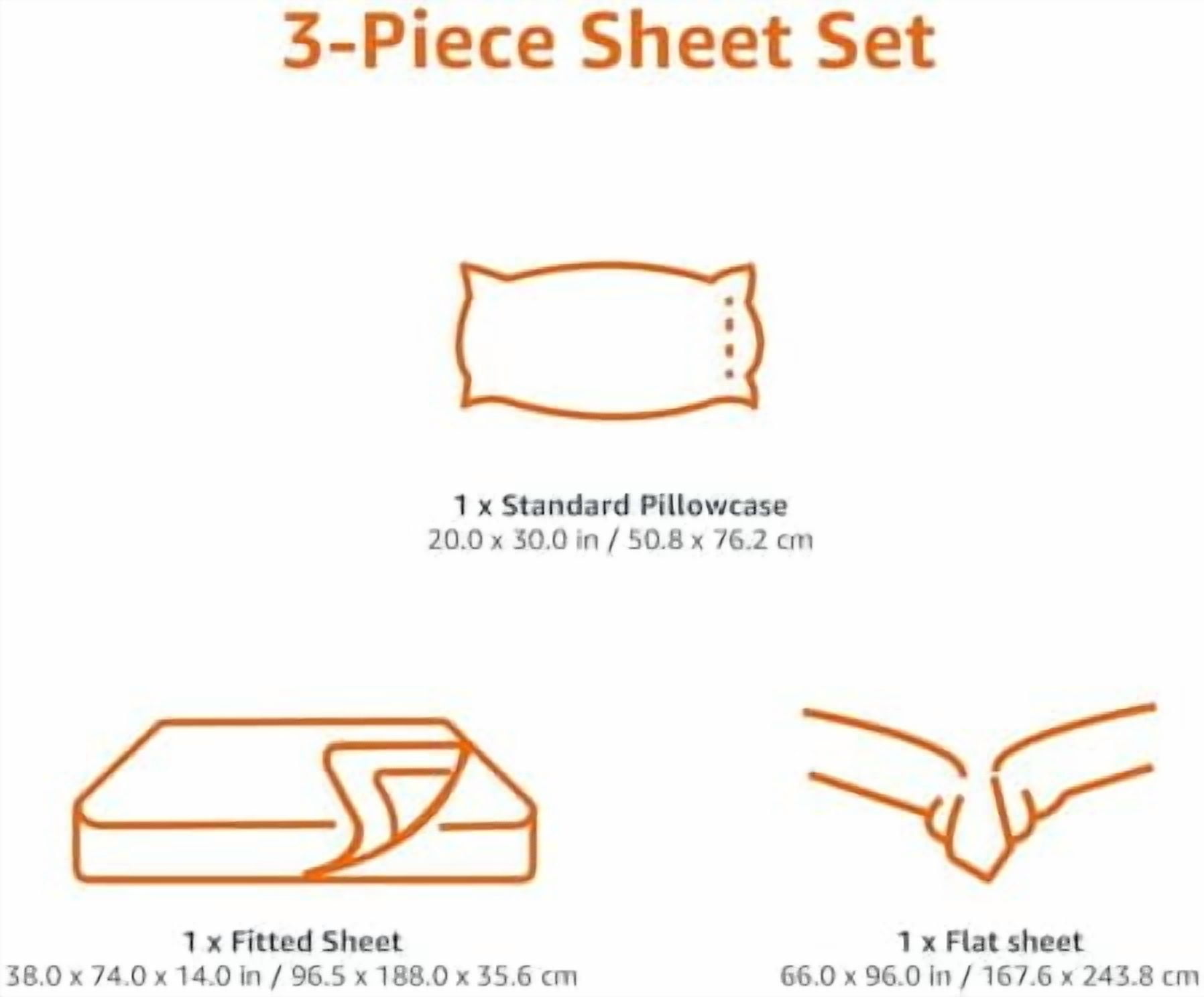 Basics Lightweight Super Soft Easy Care Microfiber 3 Piece Bed Sheet Set With 14-inch Deep Pockets - Twin, Dusty Blue Pinstripe,Printed
