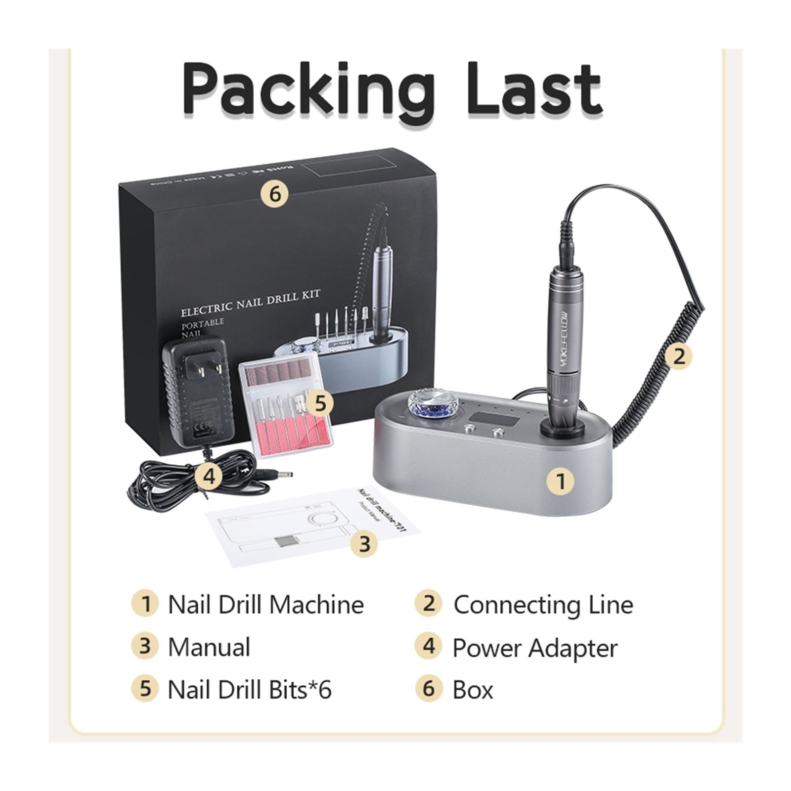 40000RPM Electric Nail Drill Machine, Professional Nail File with LCD Speed Display Manicure & Pedicure Efile Drill for Acrylic Nails