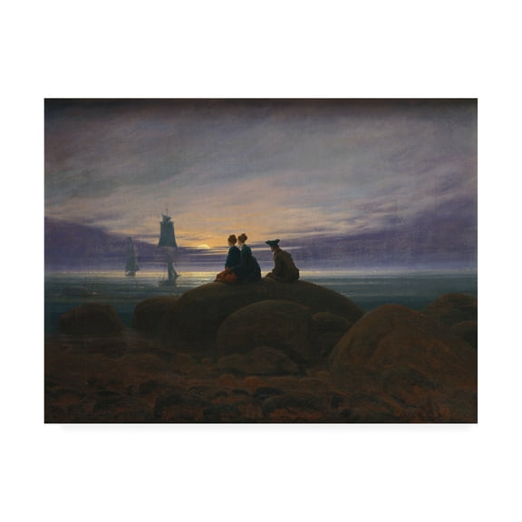 Trademark Fine Art 'Moonrise over the Sea' Canvas Art by Caspar David Friedrich