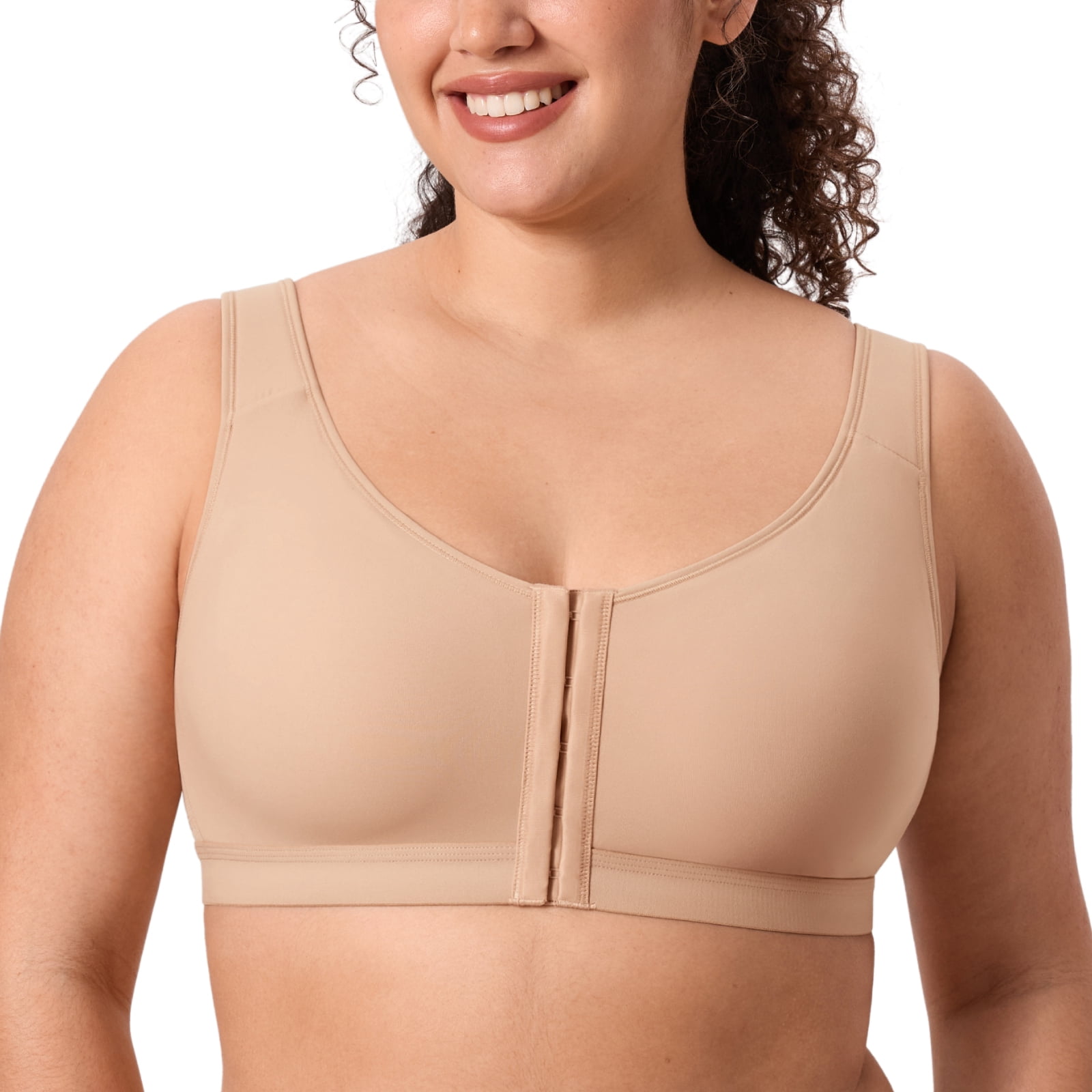 DELIMIRA Women's Posture Bra Front Closure Lightly Padded Plus Size Wireless Full Coverage Bras