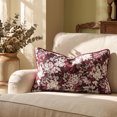 thumbnail image 3 of Unique Bargains Floral Throw Pillow Cover with Piped Edge Decor Cushion Case Red 20" x 12", 3 of 7
