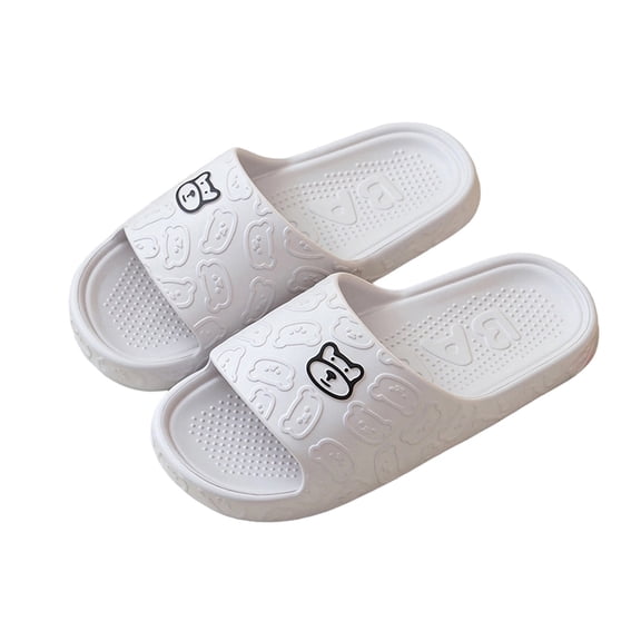 Xfvqtps Shower Shoes for Mens and Womens Couples Slide Cute Bear Thick Sole Quick Drying Lightweight Non Slip Open Toe Solid Color Indoor Beach EVA Slipper Gray