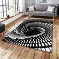thumbnail image 6 of Modern 3D Optical Vortex Illusion Area Rug, Black White Checkered Trippy Rug, Non-slip Bedroom Playroom Floor Mat, Creative Carpet for Living Room Bedroom Playroom, 6 of 8