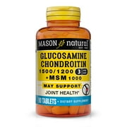 Mason Natural Glucosamine Chondroitin 1500/1200 + MSM 1000 with Vitamin C and Calcium - Supports Joint and Bone Health, Improved Mobility and Flexibility, 90 Tablets
