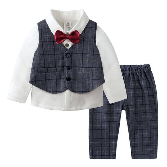 Baby Boys Gentleman 4-Piece Set Shirt, Vest, Pants, and Tie Wedding Dress Suit