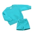 thumbnail image 4 of Wavsuf Winter Children's Boys Girls Long Sleeve Sweater Tops And Pockets Shorts Two-piece Casual Sports Set Blue Size 5 Years, 4 of 6