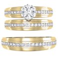 thumbnail image 3 of 0.75 Carat (ctw) 14K Gold Round Cut Diamond Men & Women's Engagement Ring Trio Bridal Set 3/4 CT, 3 of 4