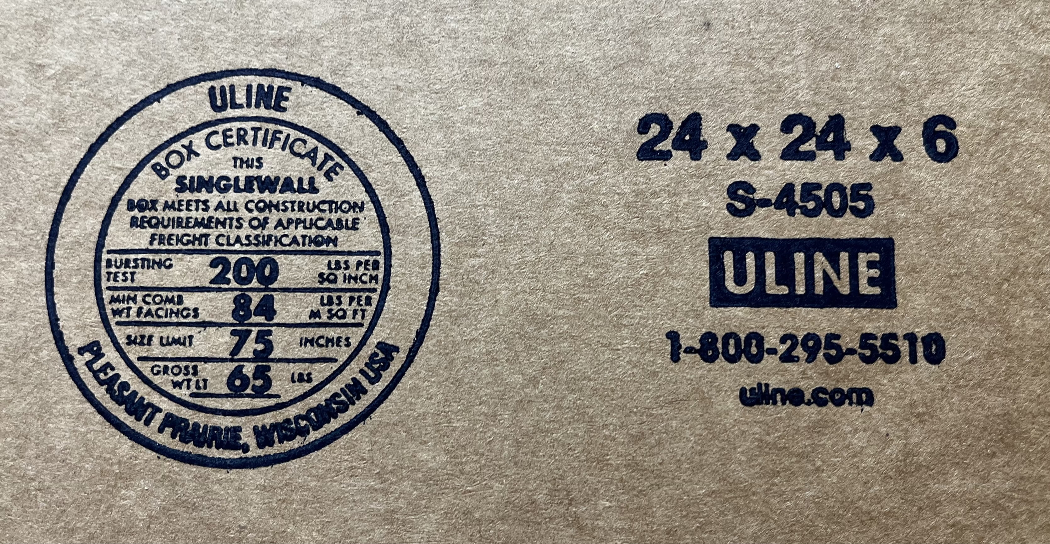 24x24x6 (200 lb strength) | SINGLE Cardboard Box