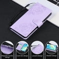 thumbnail image 4 of ELEHOLD Case for Samsung Galaxy A36 5G, Flower Embossed Flip Leather Wallet Phone Case with 3 Card Slots & Wrist Strap,Purple, 4 of 8