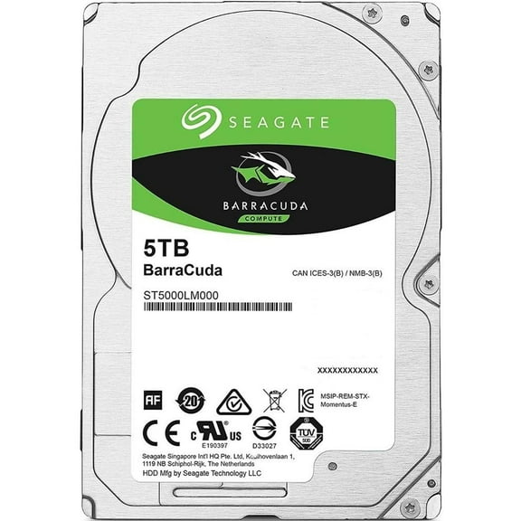 Seagate BarraCuda 5TB Internal Hard Drive HDD - 2.5 Inch SATA 6Gb/s 5400 RPM 128MB Cache for Computer Desktop PC (ST5000LM000)