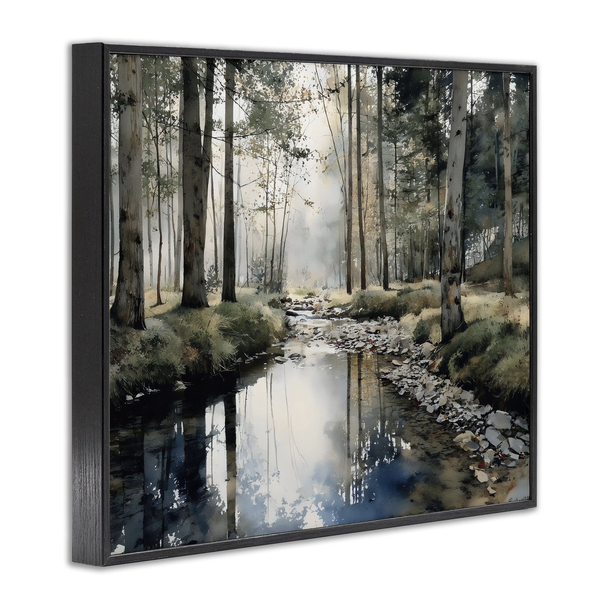 Stupell Industries Woodland Wonder Creek Black Framed Giclee Art, design by Franklyn Gregory