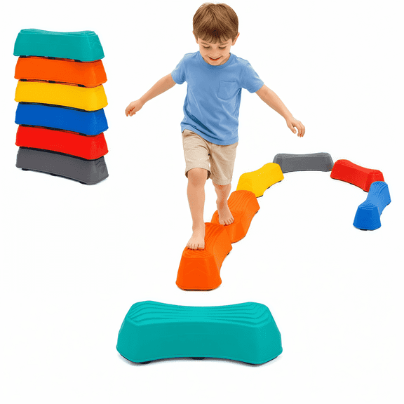 Bobby.Duck Balance Stepping Stones for Kids, Sensory Balance Beam Set, Kids Obstacle Course Stepping Stones, Montessori Balance Toys for Toddlers, Indoor Outdoor Active Play for Ages 3-8