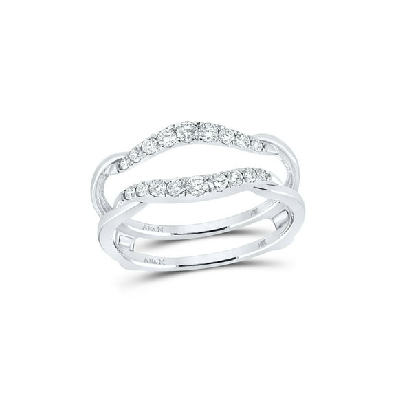 14kt White Gold Womens Round Diamond Wrap Ring Guard Enhancer 1/3 Cttw