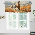 thumbnail image 2 of Western Horse Printed Window Curtains Valances for Kitchen Wild Animal Running in Rustic Flower Field Country Rod Pocket Valances for Bedroom Living Room Dining Room 54 by 18 in, 2 Panel, 2 of 6