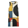 thumbnail image 3 of Mondrian Inspired（18） Spring Summer Dresses for Women Fashion T-shirt Dress Casual Sleeveless Loose Sundress with Pockets, 3 of 5