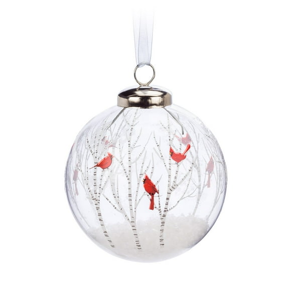 Set Of 2 Cardinal In Trees Ball Ornaments