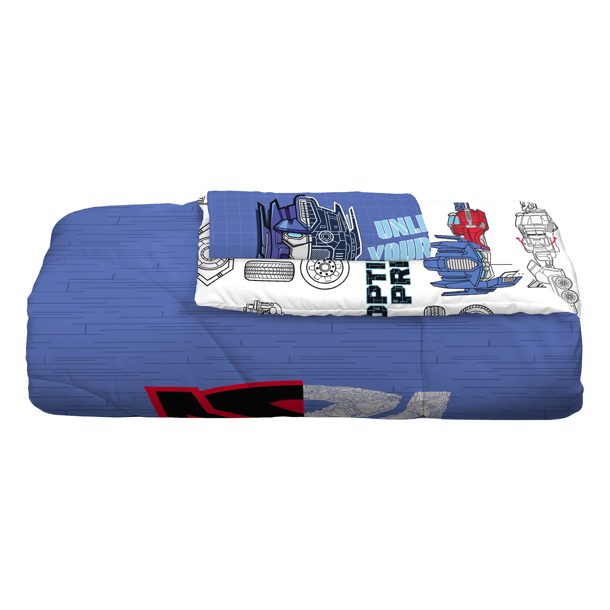 Transformers Kids Comforter and Pillowcase, 2-Piece Set, Twin/Full, Reversible, Hasbro