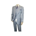 thumbnail image 3 of Men Apollo King 3pc Suit Window Pane Plaid 100% Soft Wool Super 150 #985-12 Blue, 3 of 9