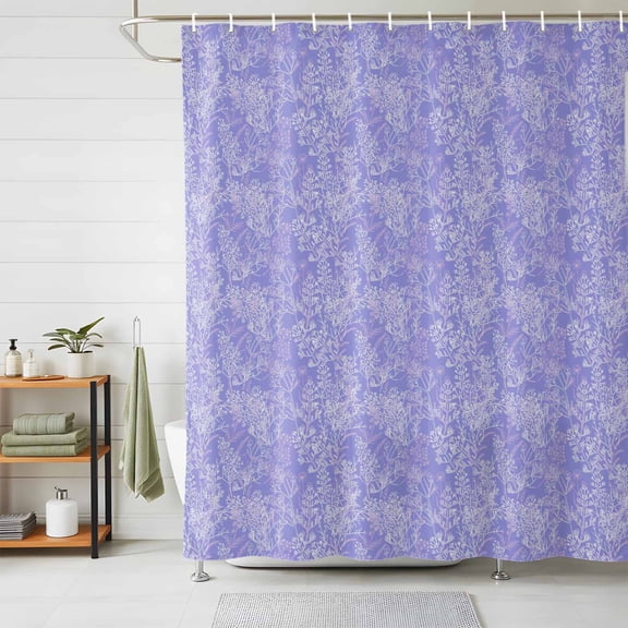 Shower Curtain Purple Lavender Silhouette Shower Curtains for Bathroom Decor, Waterproof Polyester Shower Curtain Set with Hooks, Standard Size 72" x 72" Spring Plant