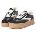 thumbnail image 3 of LUCKY STEP Womens Suede Thick Sole Sneakers Retro Rubber Fashion Casual Shoes,Black&White, 3 of 7