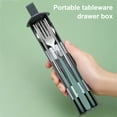 thumbnail image 4 of dianhelloya Portable Stainless Steel Tableware Set with Mirror-Polished Finish - Compact Camping, Office, Travel Utensils Kit, 4 of 8