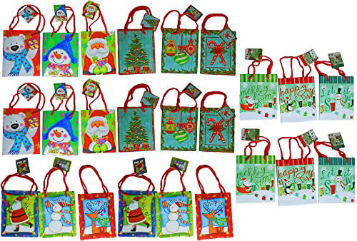 12 Bags Holiday Christmas Small Gift Bags 4.25"x5.25"x2.25" 12 