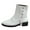 White, variant on Black Women Boots Round Toe Design Metal Detail Chunky Heel Comfortable Insole Supportive Arch For Daily Wear
