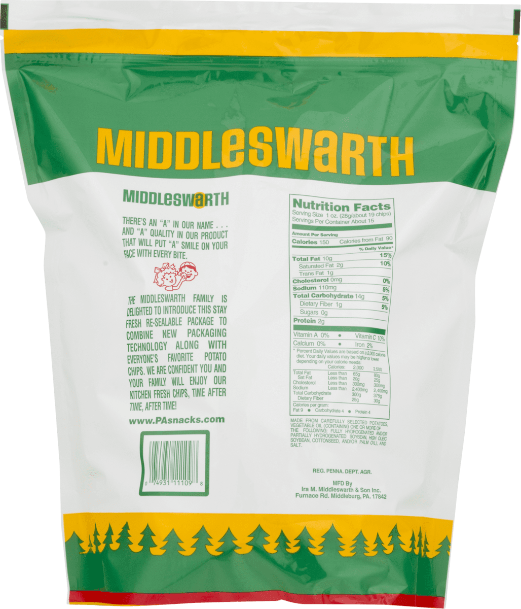 Middleswarth Potato Chip Variety 3-Pack: Original, BBQ, Sour Cream & Onion 12 Oz. Bags