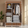 thumbnail image 2 of BAOKALER Coffee Brown Non-Woven Fabric Portable Closet:3 Drawers,1 Hanging Rod,4 Side Pockets & 16mm Metal Tube Frame–Suitable for Bedrooms, Living Rooms,Closets,Garages&Dorms, 2 of 11