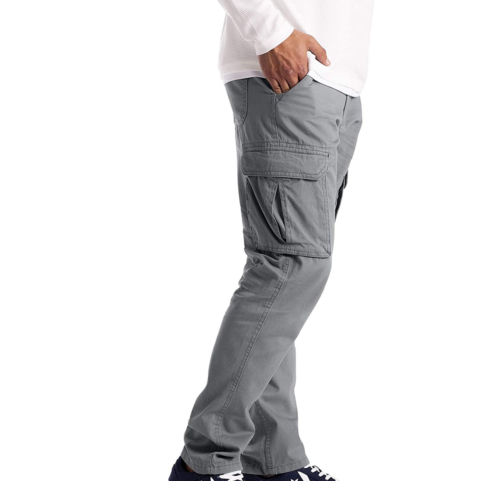 RYDCOT Men Cargo Trousers Work Wear Combat Safety Cargo 6 Pocket Full Pants  Gray S 