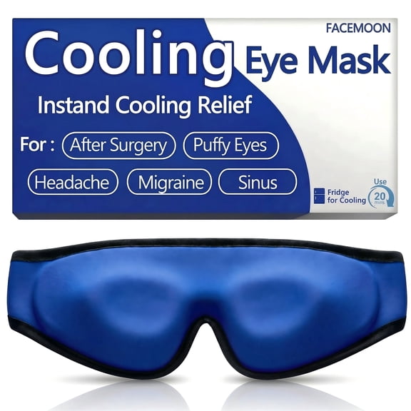 FACEMOON Contoured Gel Cold Compress Eye Mask for Puffy Eyes, Dark Circles, Eye Fatigue, Reusable Cooling, Fits All Head Sizes