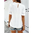 thumbnail image 5 of MORTTIC Women's Eyelet Babydoll Blouse Summer Ruffle Short Sleeve Crewneck Casual Top, M, 5 of 6