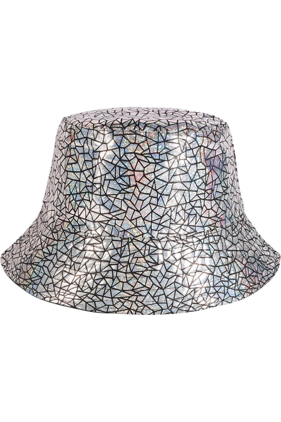 Rock Metallic Bucket Hat Reversible Cap Unisex Fisherman Wide Brim Rock Punk Hippie Hat